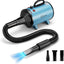 Petzly Dog Dryer for Pet Grooming, 3200W High Velocity Force Blow Pet Dryer, Adjustable Speed & Temperature Control Dog Blow Dryer, Quiet Dog Hair Dryer with 3 Nozzle