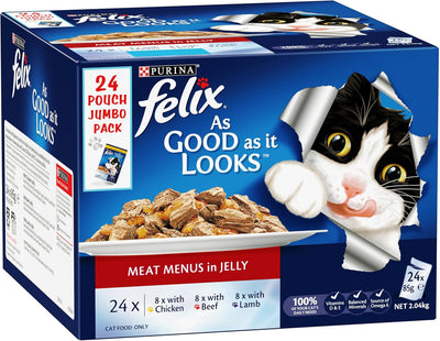 FELIX Adult As Good As It Looks Meat Menu in Jelly Wet Cat Food 54x85g
