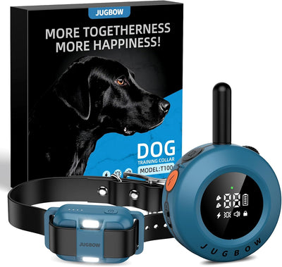 Jugbow Dog Training Collar - 3/4 Mile Remote Dog Collar with 3 Training Modes, Electric Collars with LED Light & Security Lock, IPX8 Waterproof Rechargeable E-Collar for Large Medium Small Dogs (Blue)