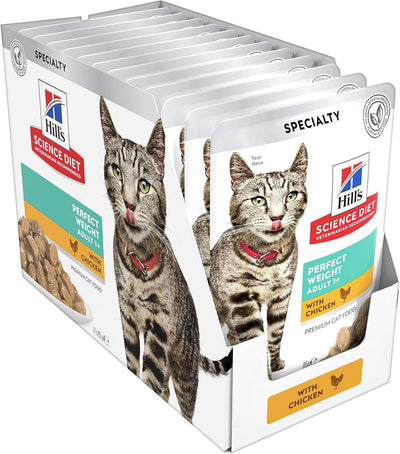 Hill's Science Diet Adult Wet Cat Food, Perfect Weight Chicken, 85g, 12 Pack, Cat Food Pouches