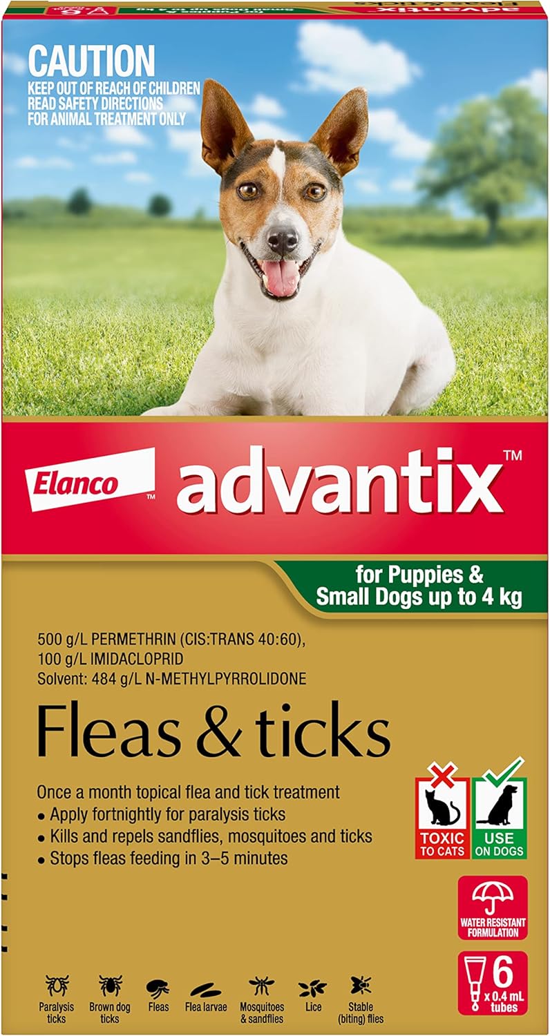Advantix Fleas, Ticks & Biting Insects for Puppies & Small Dogs Up To 4kg - 6 Pack