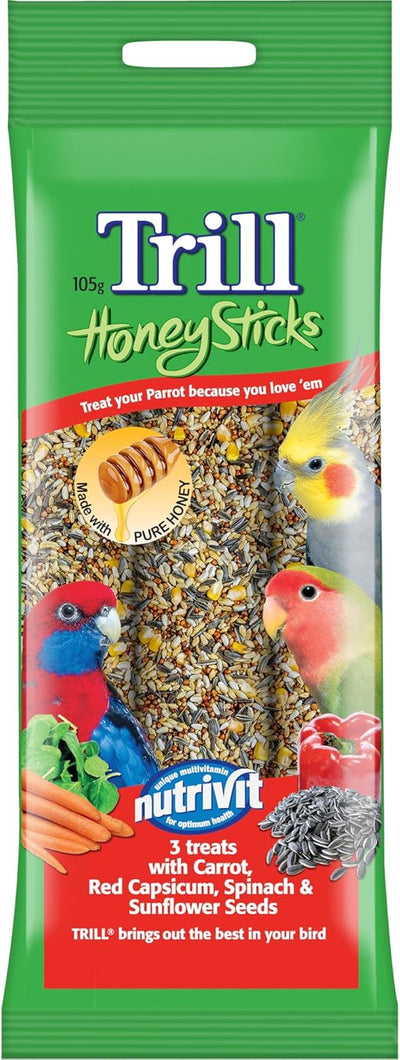 Trill Parrot Honey Sticks Bird Seed, 105g