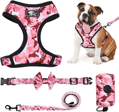 Premium Dog Harness Set with Leash, Collar & Poop Bag Holder - Reflective-small