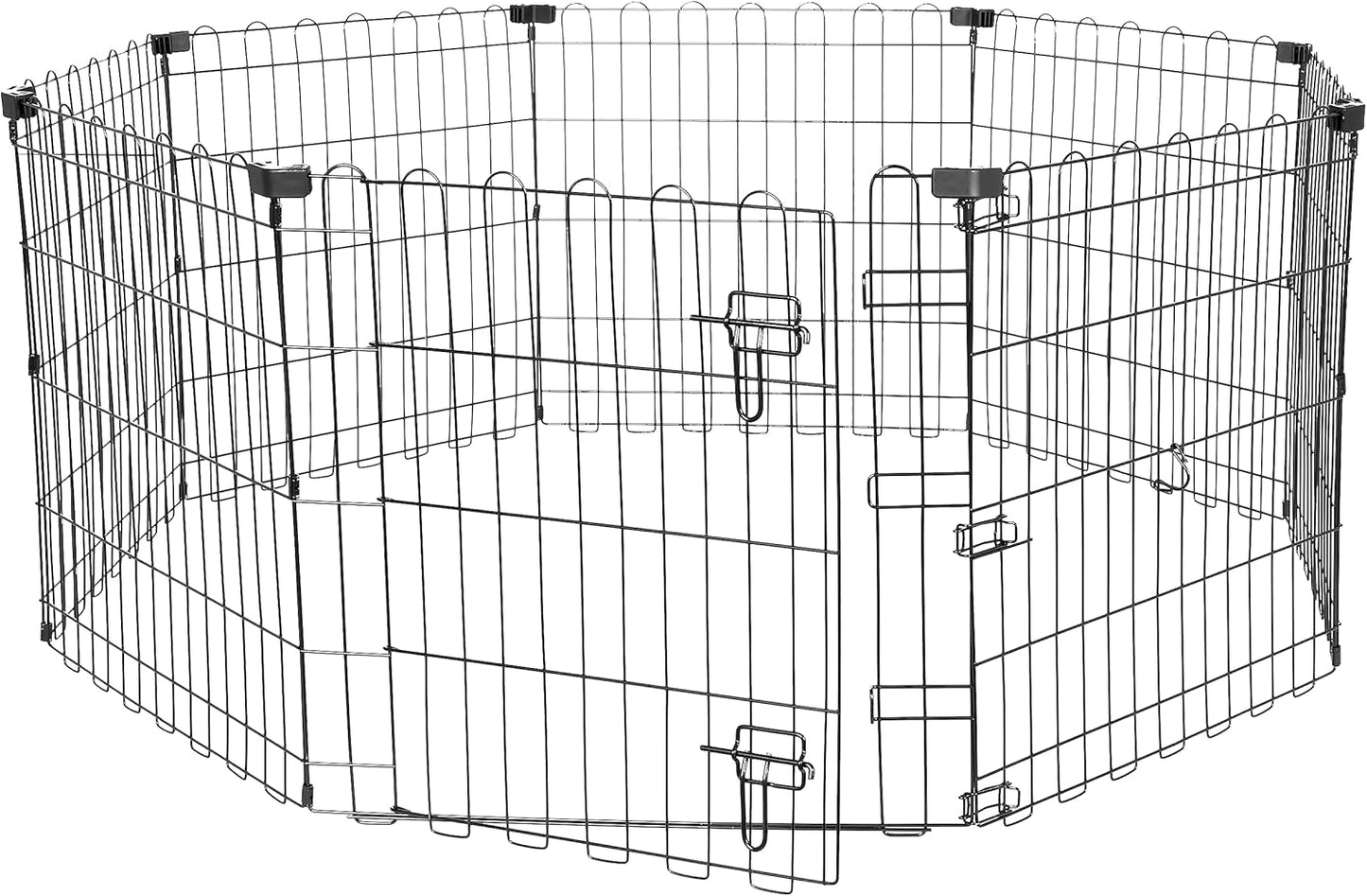 Amazon Basics Foldable Metal Pet Dog Exercise Fence Pen With Door Gate - 150 x 150 x 61 centimeters, Black