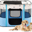 Avont Portable Dog Cat Playpen, Foldable Pop Up Pet Play Pen Travel Crate with Floor and Mesh Door Top for Indoor Outdoor Collapsible Tent Cage -S, Blue