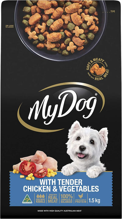 Adult Dry Dog Food Tender Chicken & Vegetables 1.5kg Bag, 4 Pack