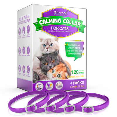 Cat Calming Collar 4 Pack – Natural Pheromone Anti Anxiety Collar for Cats, Stress Relief, Stops Scratching, Spraying & Fighting, Waterproof, Adjustable, Up to 120 Days Protection