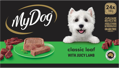 MY DOG Adult Wet Dog Food Classic Loaf with Juicy Lamb 24 x 100g Trays