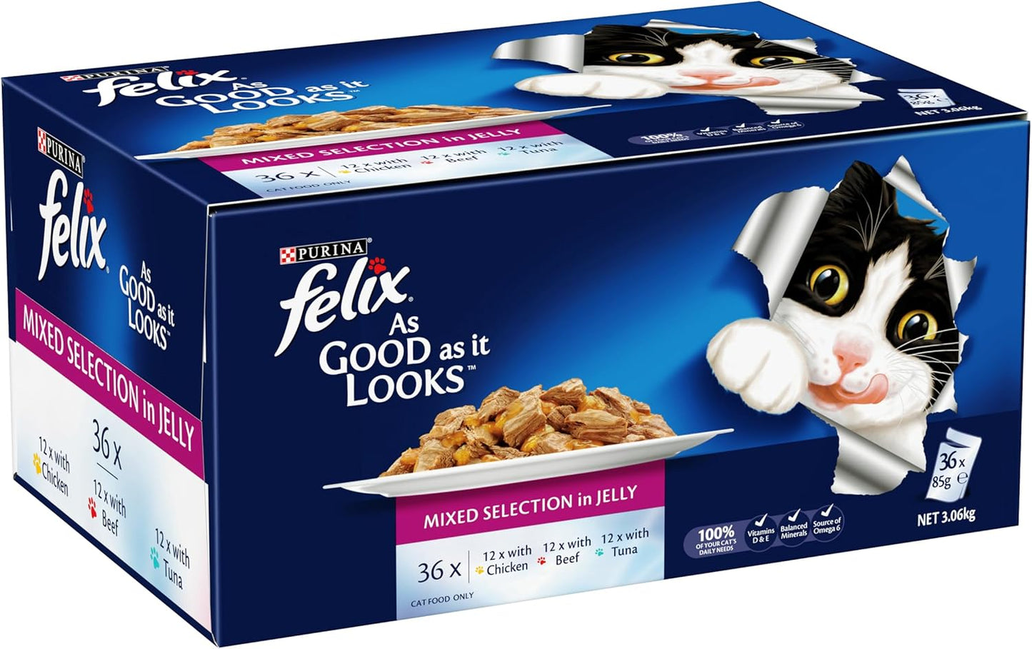 FELIX As Good As It Looks Adult Wet Cat Food Mixed Selection in Jelly 36x85g