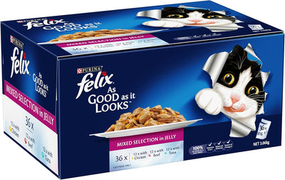 FELIX As Good As It Looks Adult Wet Cat Food Mixed Selection in Jelly 36x85g