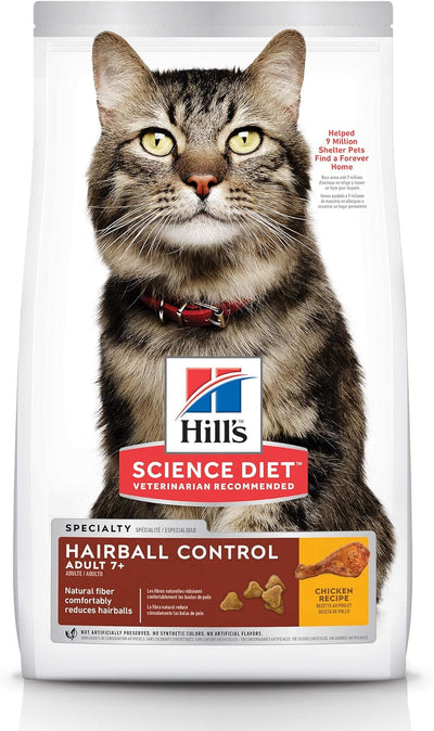 Hill's Science Diet Hairball Control Senior Adult 7+, Chicken Recipe, 2kg Bag