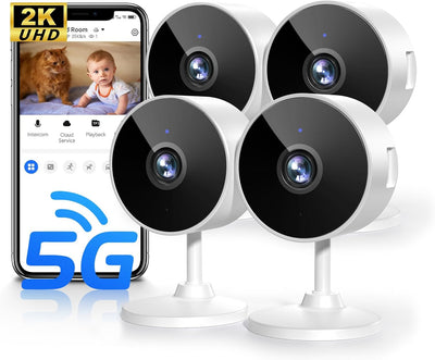 [5G & 2.4G] 2K Indoor Security Cameras for Home Security, AI Voice Change for 2-Way Talk, Motion Detection, Night Vision