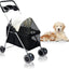 PaWz 4 Wheels Foldable Pet Stroller Dog Cat Travel Carrier Large Black