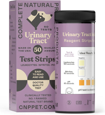 Complete Natural Products UTI Test Strips for Dogs, Cats, & Pets - 3 in 1-50 Count - Urinary Tract Issues - Test Strips for Pets