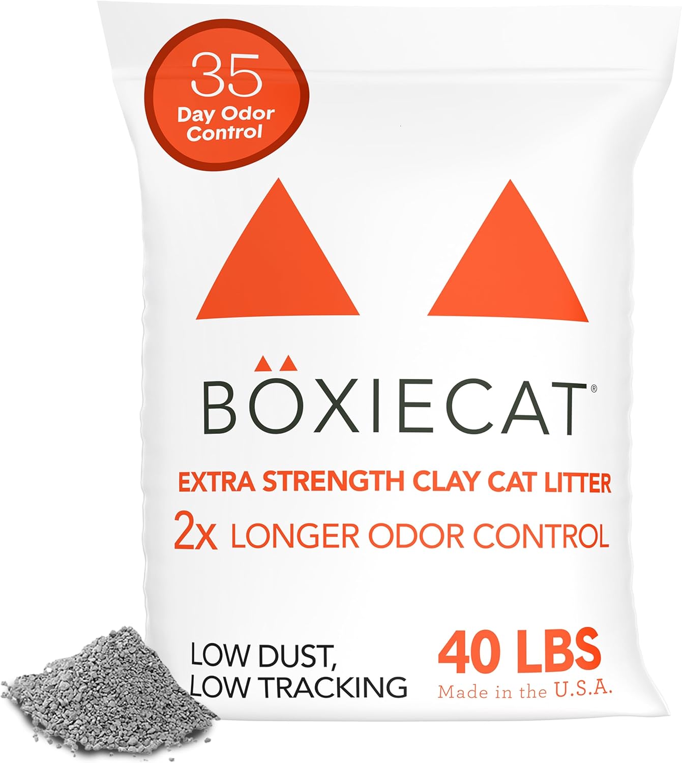 Boxie® Extra Strength 35 Day Odour Control Clumping Clay Cat & Kitty Litter 40lb, 99.9%-USA made