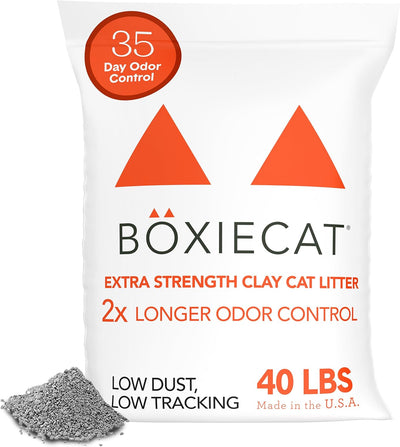 Boxie® Extra Strength 35 Day Odour Control Clumping Clay Cat & Kitty Litter 40lb, 99.9%-USA made
