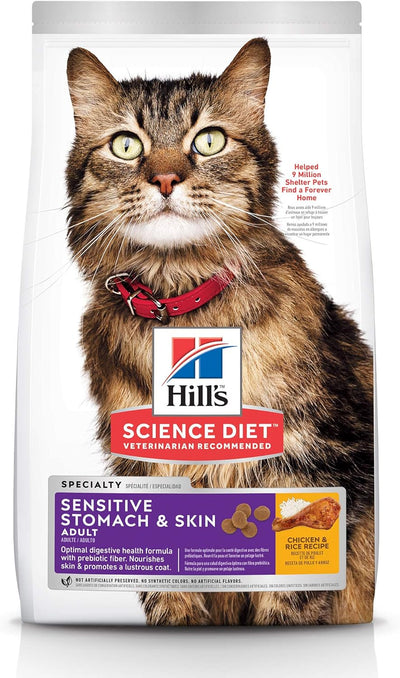 Hill's Science Diet Sensitive Stomach and Skin Adult, Chicken and Rice Recipe, Dry Cat Food, 3.17kg Bag
