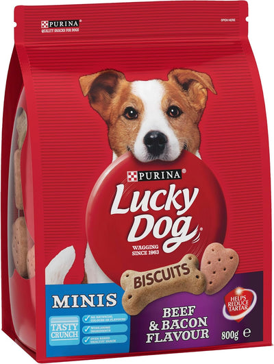 LUCKY DOG Adult Dog Treats Mini Beef and Bacon 800g