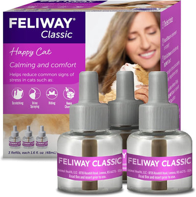 FELIWAY® Classic 3 x 30 Day Cat Calming Refills for Pheromone Diffuser, 3 x 48ml