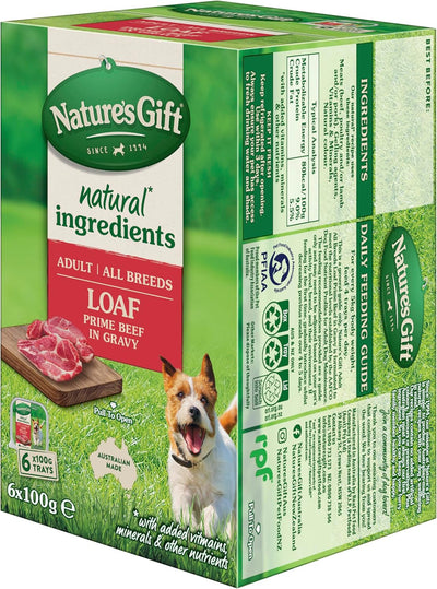 Nature's Gift Adult Wet Dog Food, Prime Beef in Gravy 6x100g
