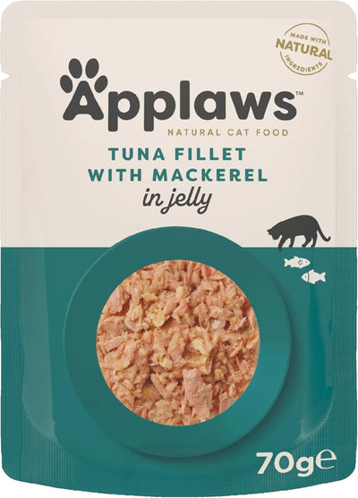 Applaws 100% Natural Wet Cat Food Tuna Fillet with Mackerel in Jelly (Pack of 16)