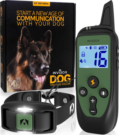 INVIROX Training Collar for Large Dog [Spark K9] 124 Levels Dog Training Collar with Remote 1100yd Range