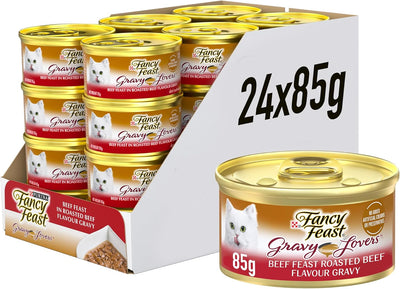 Fancy Feast Gravy Lovers Adult Wet Cat Food Roasted Beef in Gravy 24x85g