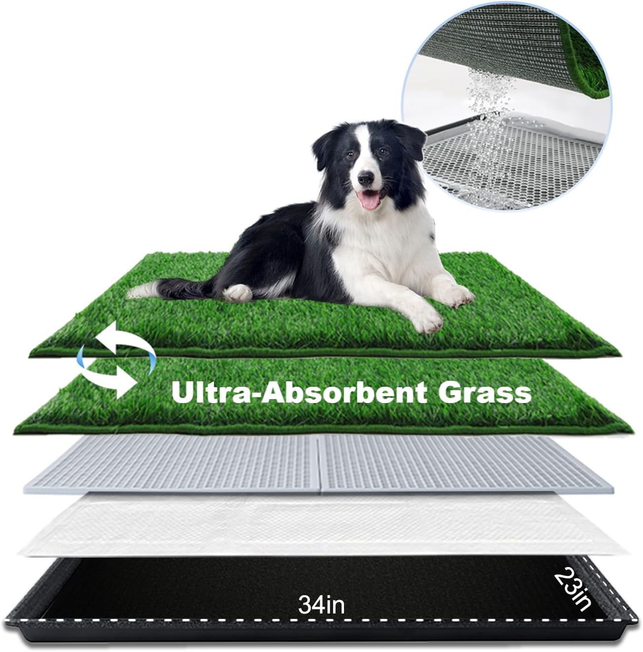 HQ4US 4LEGS Dog Grass Pad with Tray Large 34’’×23’’