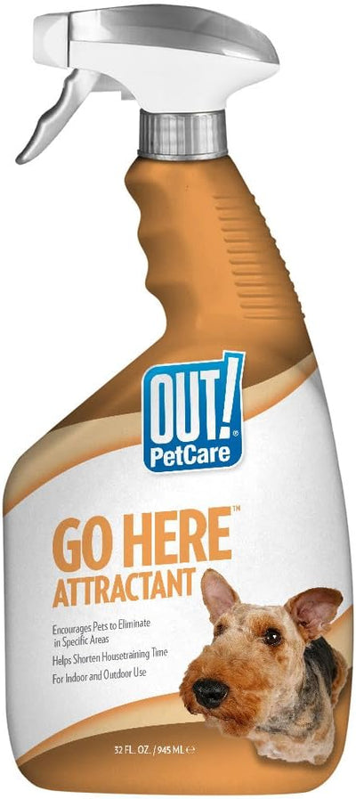 OUT! PetCare Go Here Attractant Indoor and Outdoor Dog Training Spray | House-Training Aid for Puppies and Dogs | 32 oz