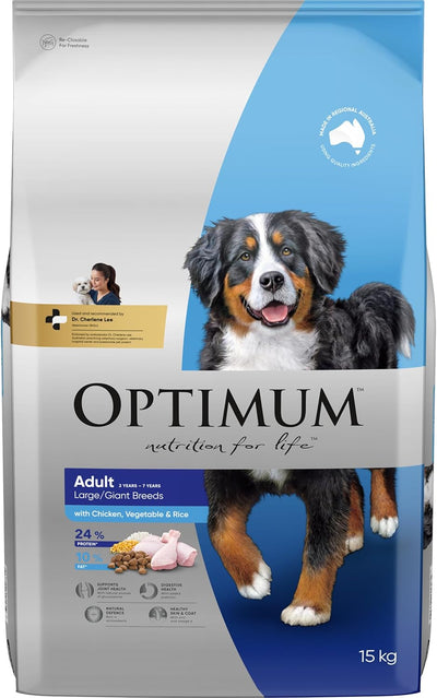 OPTIMUM Adult Large Breed Dry Dog Food with Chicken, Vegetables & Rice 15kg Bag