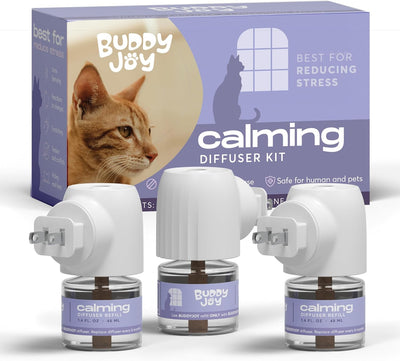 Cat Calming Diffuser Refills – Long-Lasting 30-Day Formula with Pheromones for Stress Relief– (3 Diffusers + 3 Refills)