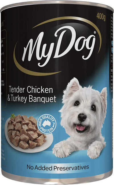 Adult Wet Dog Food Tender Chicken & Turkey Banquet 400g Can, 24 Pack