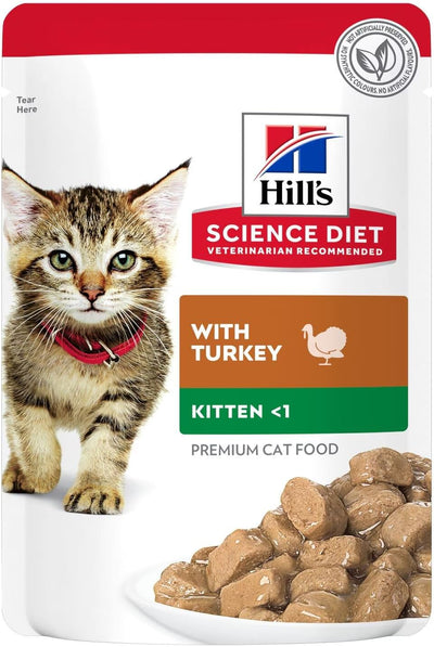 Hill’s Science Diet Kitten with Turkey Wet Cat Food Pouches 12x85g
