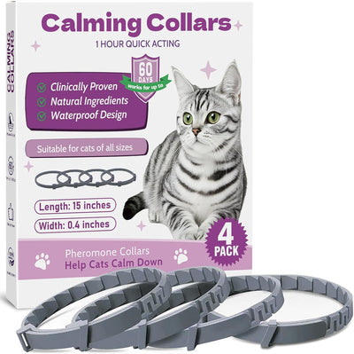 Calming Collar for Cats -4 Pack Soother Cats Calming Collars Anxiety Relief