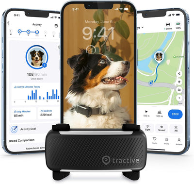 Tractive Smart Dog GPS Tracker | Live Pet Tracker with Virtual Fence (Black)