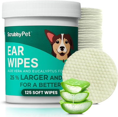 Dog Ear Wipes for Dogs | Extra Thick with Aloe Vera & Eucalyptus | 125 Count | Hypoallergenic