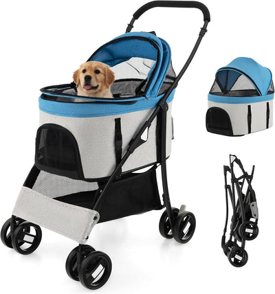 Costway 3-In-1 Pet Stroller with Removable Car Seat Carrier