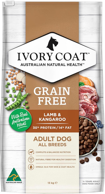 Ivory Coat 17024 Adult and Senior Lamb & Kangaroo Grain Free Dog Food (13kg + 2kg Free, 15kg)