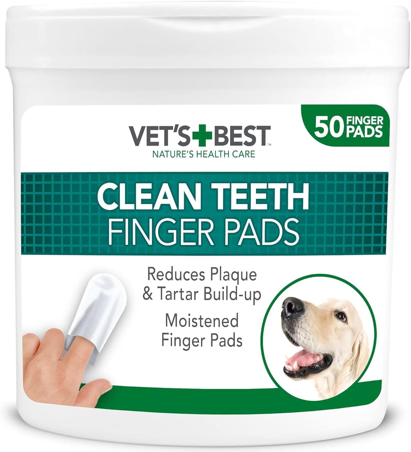 Vet's Best Teeth Finger Pads 50 Pack, Dog Dental Care for Dog Teeth Cleaning