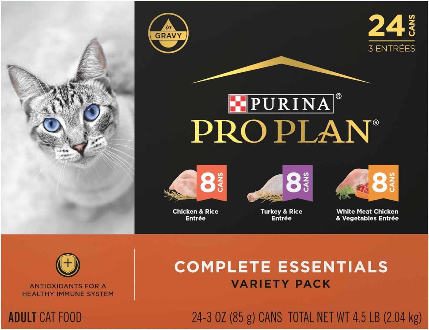 PRO PLAN Adult Wet Cat Food Poultry Favourites in Gravy Variety Pack 24x85g
