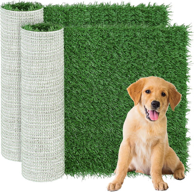 GLOBREEN Puppy Artificial Grass Pee Pad for Dogs Potty Trianing, 2 Pack Replacement Pet Fake Grass Mat, Reusable & High Drainage - 18 x 14 Inches