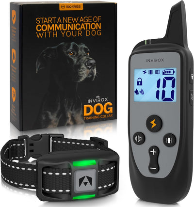 INVIROX Dog Training Collar [2025 Edition] 123 Levels 1100yd Range E Collar for Dogs Training 100% Waterproof Rechargeabl