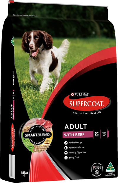Purina Supercoat Adult Beef Dry Dog Food 18 Kg