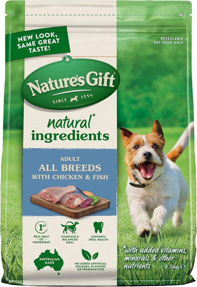 Nature's Gift Adult Dry Dog Food, Chicken & Fish 2.5kg - 100% Complete & Balanced Nutrition, Supports Digestion, Immunity & Skin Health