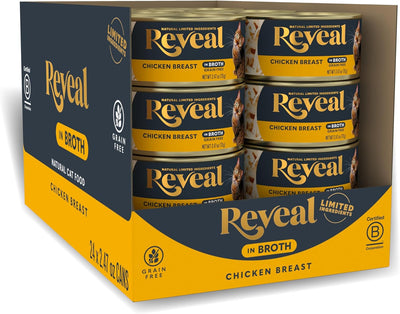 Reveal Natural Wet Cat Food, 24 Count, Grain Free,Chicken Breast in Broth, 70g Tins