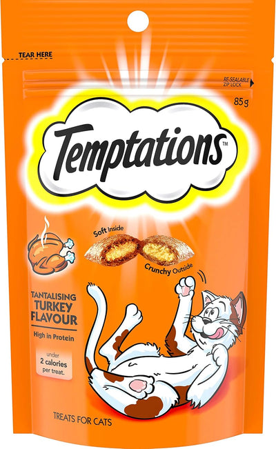 TEMPTATIONS Cat Treats Tantalising Turkey Flavour 85g, 6 Pack