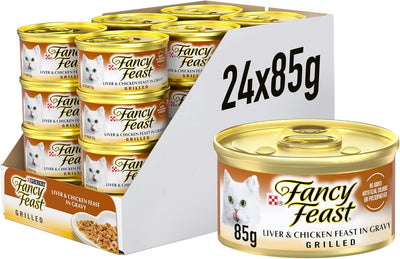 Fancy Feast Grilled Adult Wet Cat Food Grilled Liver & Chicken Feast in Gravy 24x85g