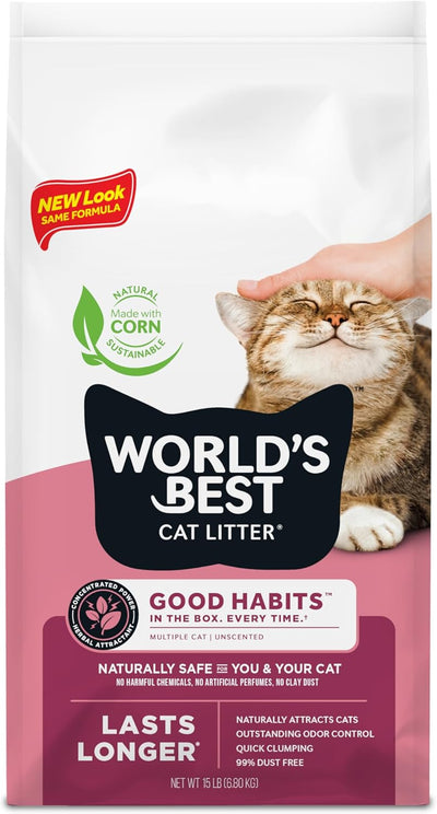 WORLD'S BEST CAT LITTER Good Habits Attractant Cat Litter, 15-Pounds