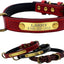 Yonsbox Personalized Leather Dog Collar with Soft Padded Name Plate Engraved Custom Adjustable Heavy Duty Small Medium Large Dogs