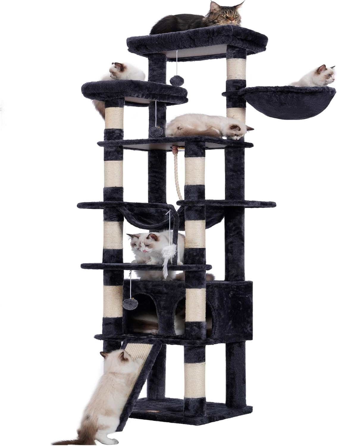 Heybly Tall Cat Tree,78 inch Multi-Level Cat Tower for Indoor Cats